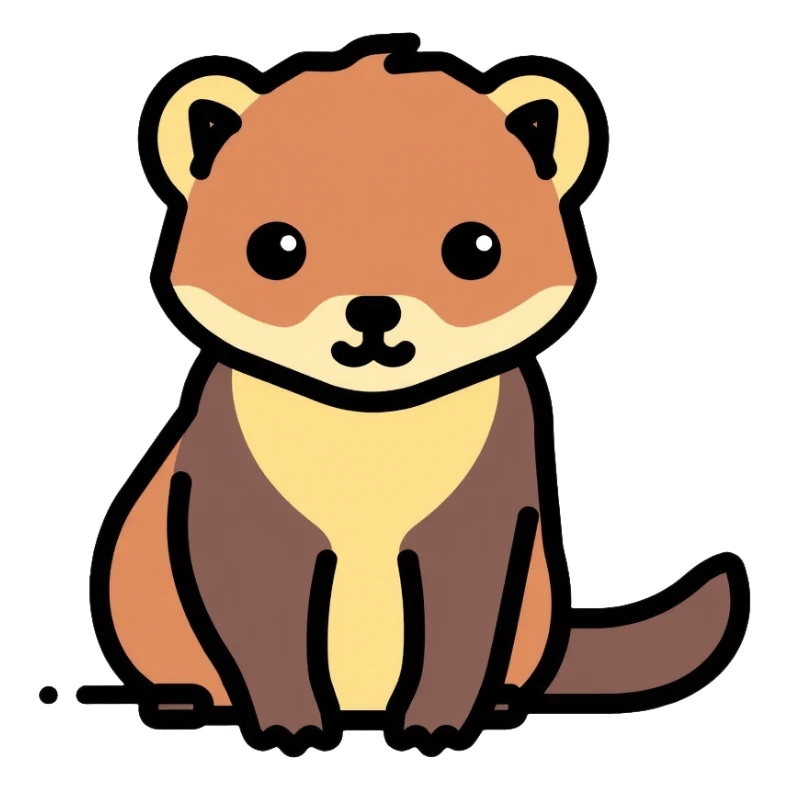 yellow-throated marten, siberian harza, small predatory mammal with yellowish throat and dark brown fur sticker