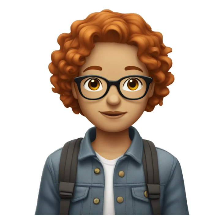 
young redhead with wavy hair and round glasses sticker