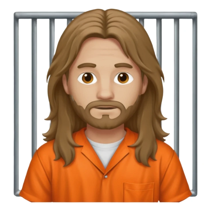 prisoner long haired man in orange clothing sticker