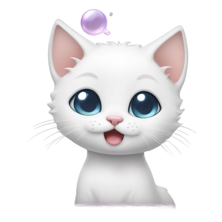 Cure White kitten sadly sighing with a little bubble coming out of its nose sticker