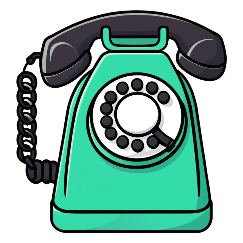 black telephone, retro desk phone sticker