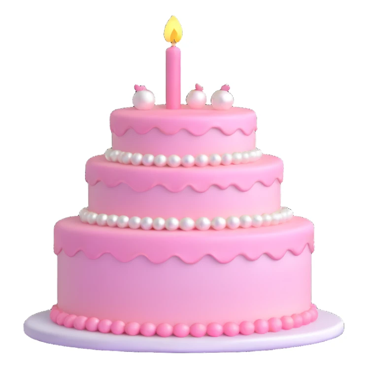 pearl light pink birthday cake sticker