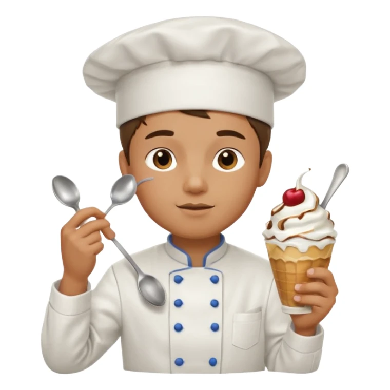 Young Male Chef eating sundae with spoon sticker