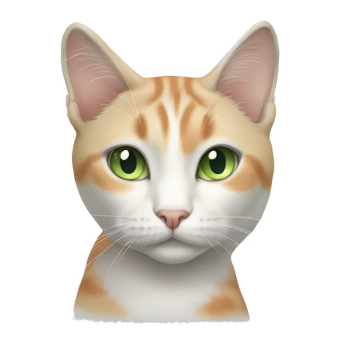Pale orange, gray, and white cat with green eyes sticker