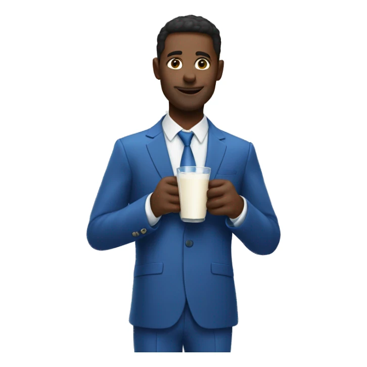 A man drink milk Wearing a blue suit sticker
