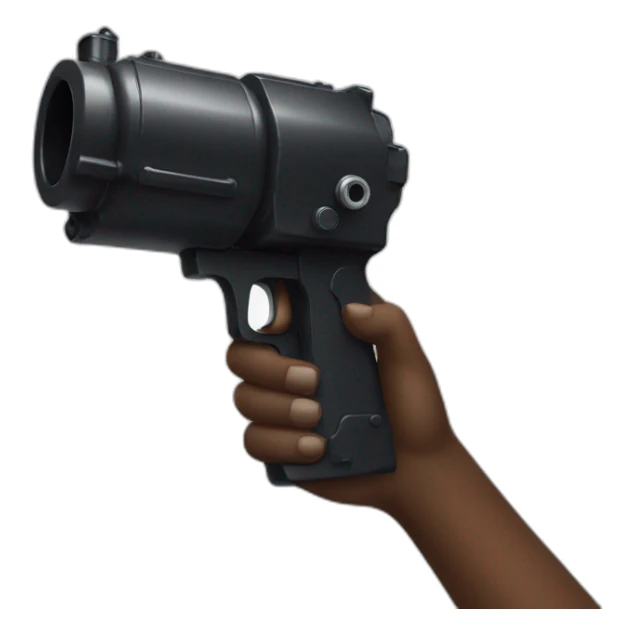 hand holding large scary black water gun sticker
