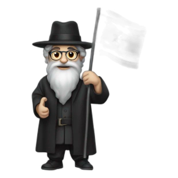 rabbin with Sidelocks holding israel flag in his hands sticker