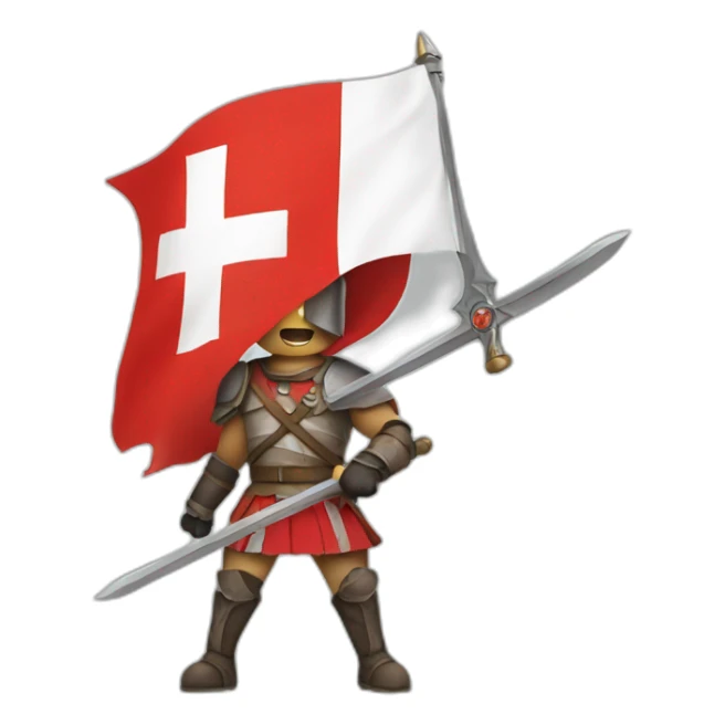 A swiss flag turning into a swiss warrior sticker