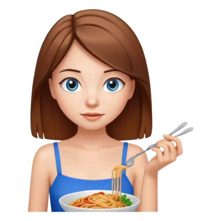 Girl with brown straight hair and blue eyes with spaghetti strap top sticker