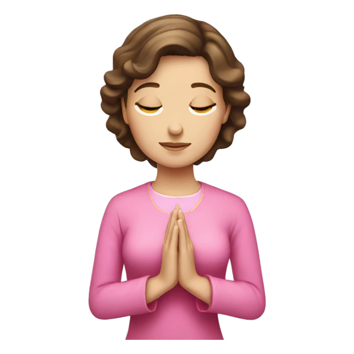 White brunette lady in pink praying catholic sticker