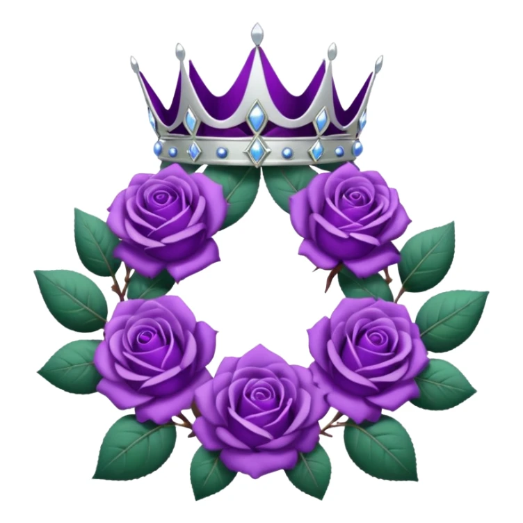 Purple rose with silver tiara and a purple emblem leaf wreath sticker