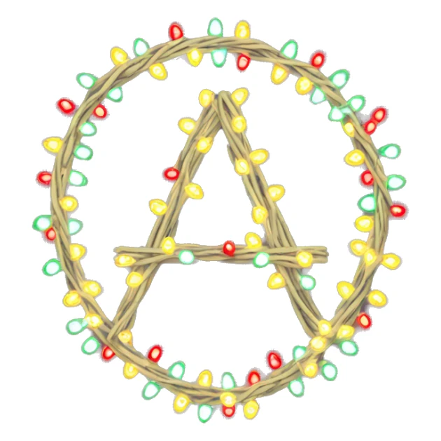 Anarchy sign made of Christmas lights sticker