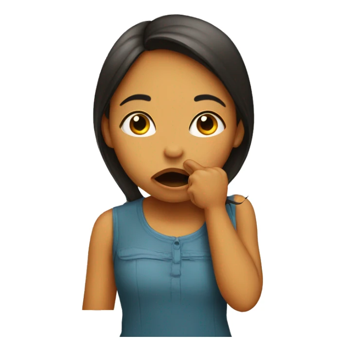 Girl with finger over mouth mimicking silence sticker