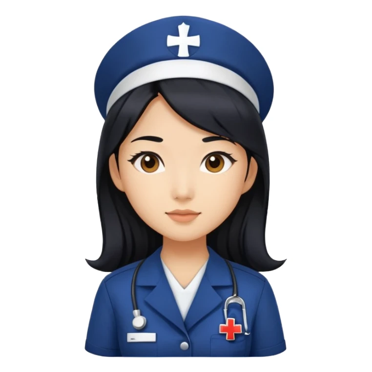 Asian girl with long black hair Navy Nurse sticker