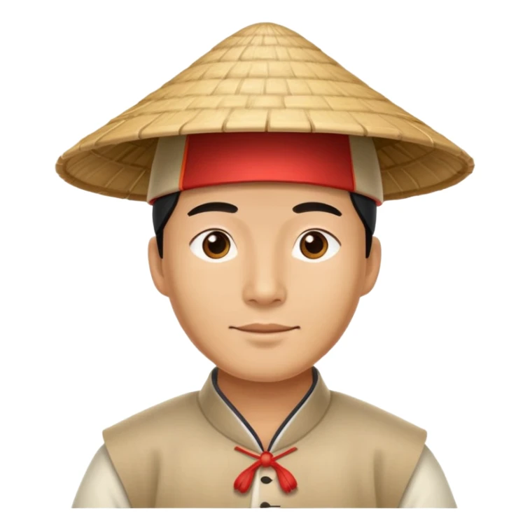 man with Chinese cap, traditional Asian conical hat sticker