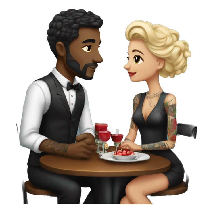 Romantic fancy date for beautiful tattooed couple sticker