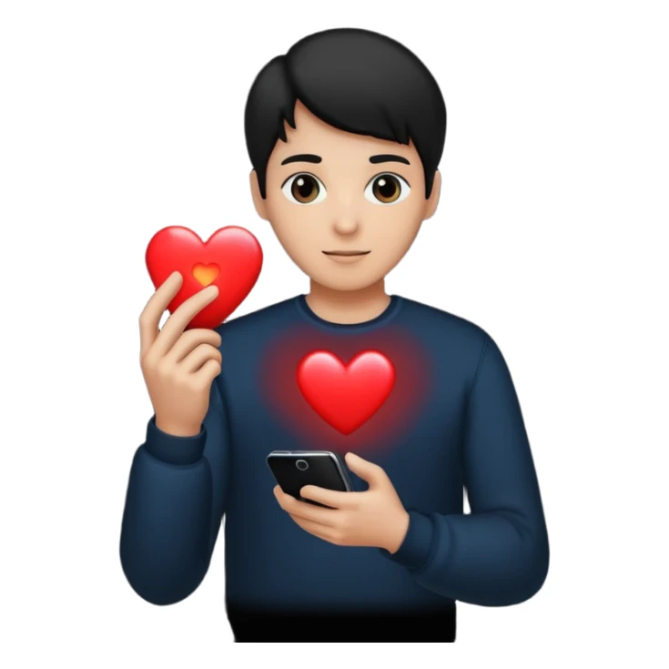 person silhouette holding a phone with a heart sticker