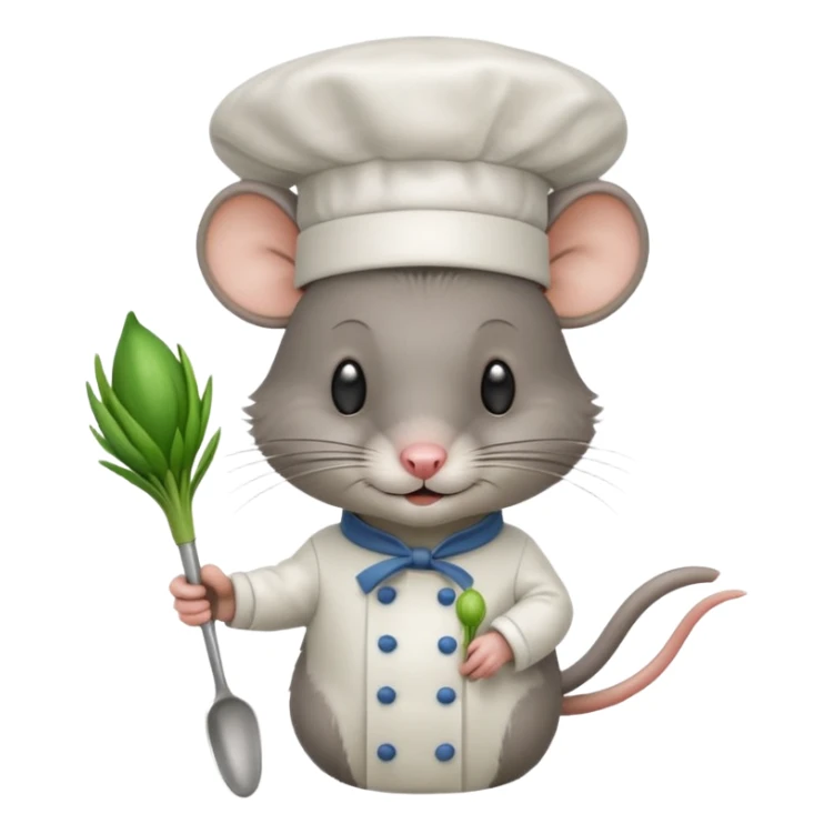 Rat with a Cheif hat and a ladle and spring onion  sticker