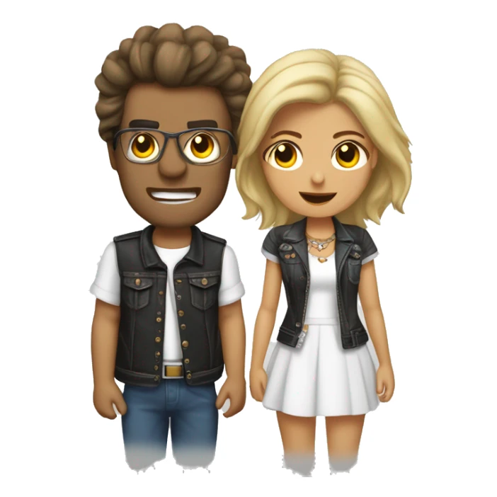 relacion de pareja chico trigueño y chica rockera blanca sticker