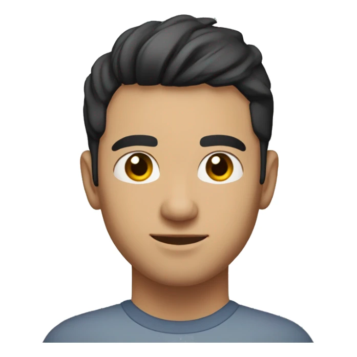 A head and shoulders shot of a 32 year old unknown man, with short black hair,   with brown eyes wearing a t-shirt. sticker