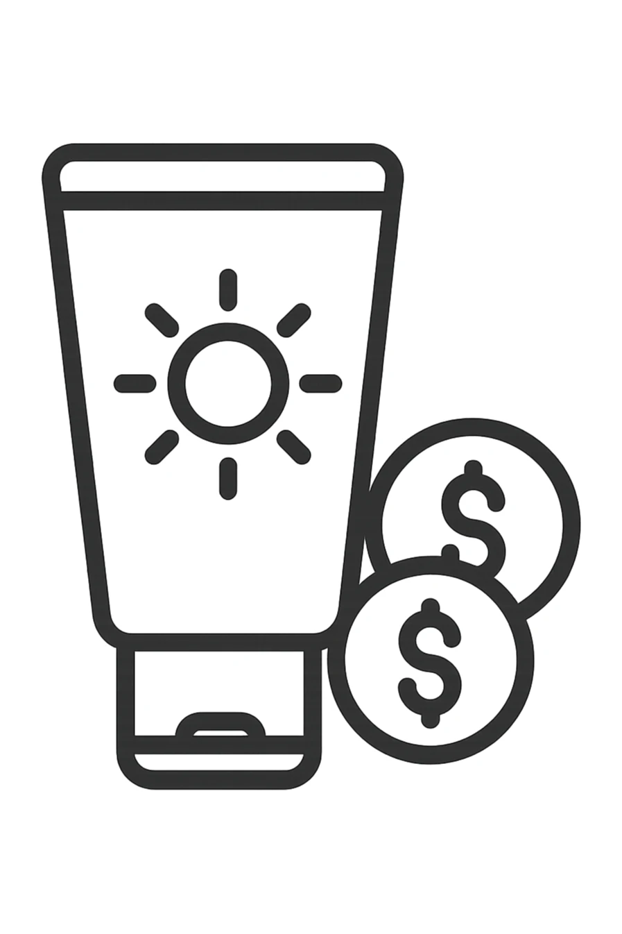 icona della crema solare con i soldi sticker