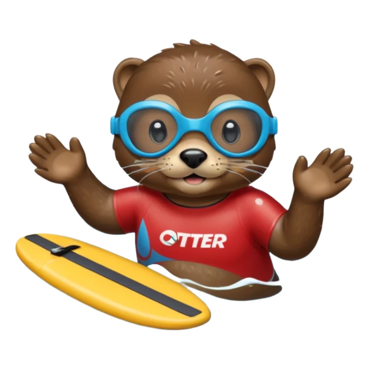 A sleek otter swimmer wearing goggles, splashing through the pool with tiny floating kickboard. sticker