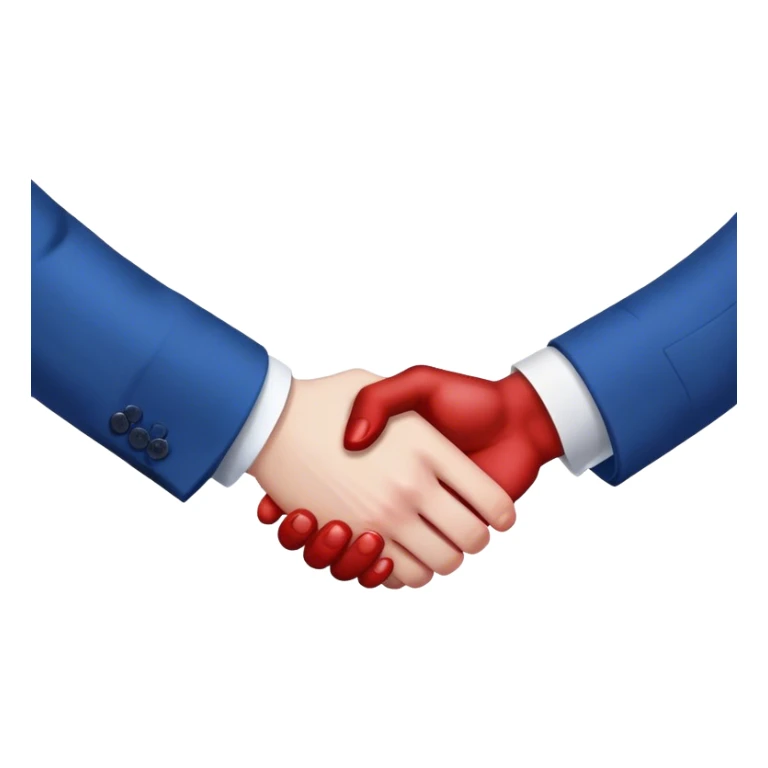 handshake with one hand in blood, hands in blue suits sticker