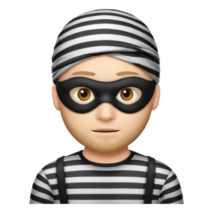 A theif robber emoji,Stripped shirt,eye mask. sticker
