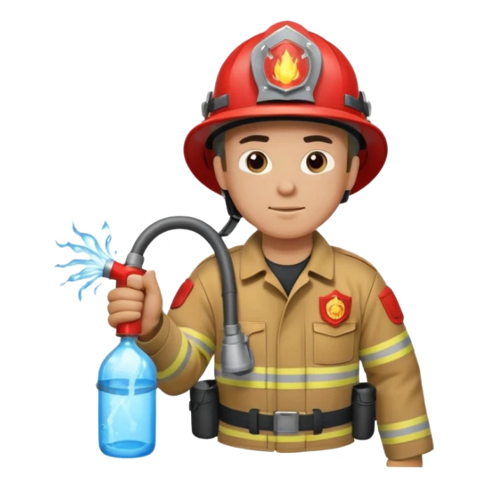 Firefighter . Super firefighter . He has super firefighter clothes, fire all around him and in his hands are powerful water powers  sticker