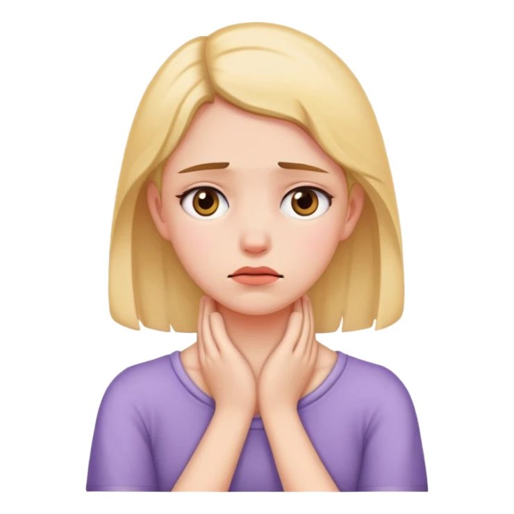 Girl who is sad who is holding her neck with both hands sticker