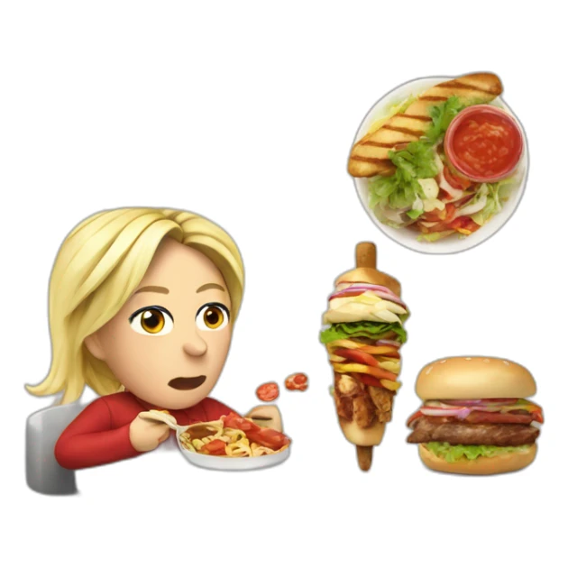 marine le pen eating a kebab sticker