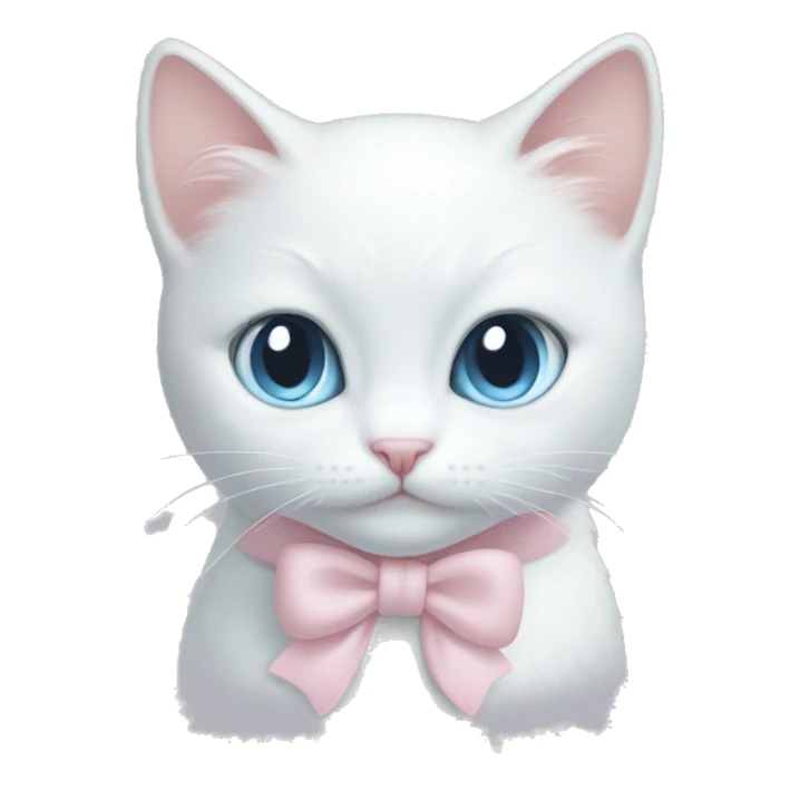 White cat light pink bow light blue eyes  sticker