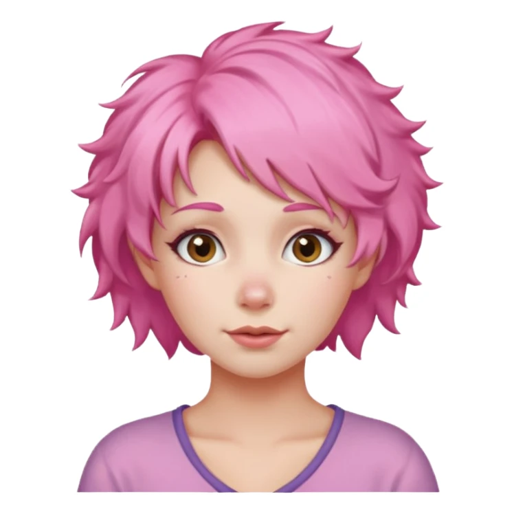  fluffy pink  hair woman sticker