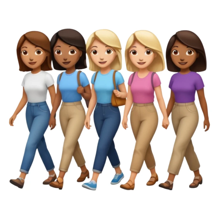 6 women interviewee walking side of face sticker