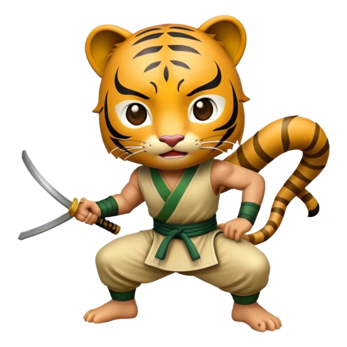 Cinematic Realistic Crouching Tiger, Hidden Dragon Pop Culture Emoji, showcasing a mystical portrayal of ancient martial arts rendered with dynamic textures and epic lighting. sticker