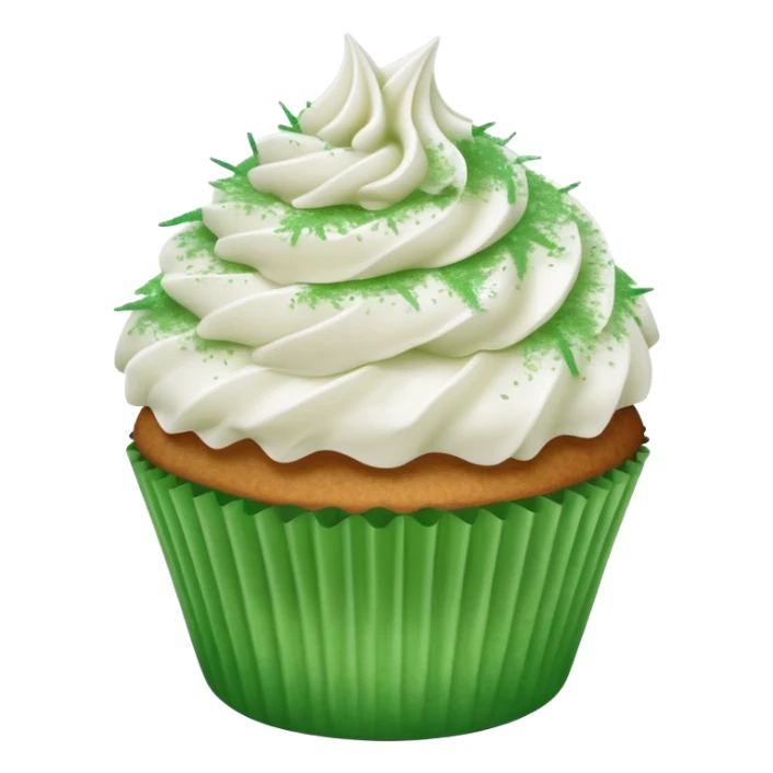 Shredded coconut cupcake with white frosting dusted with green sugar  sticker