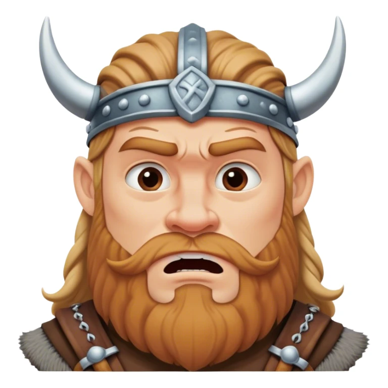 surprised viking face with furrowed brows, looking up with hand on chin. sticker