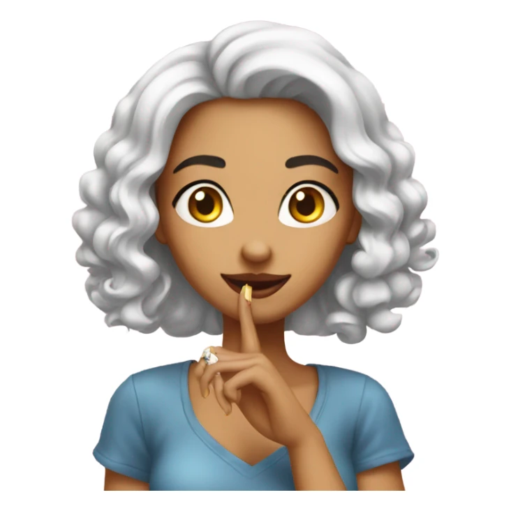 Beautiful girl with a funny nail sticker