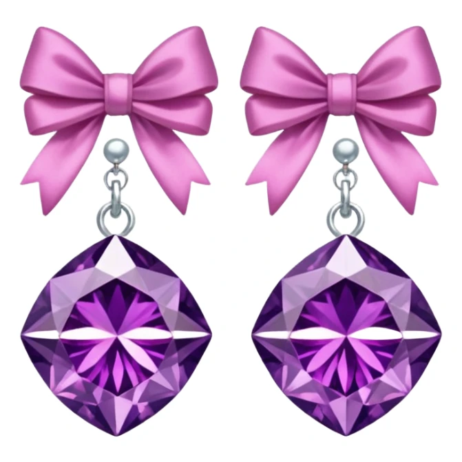 purple diamond earrings with a pink bow sticker