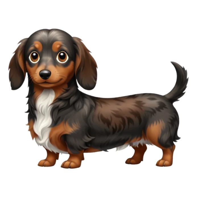 Black & brown Merle long haired Dachshund full body sticker
