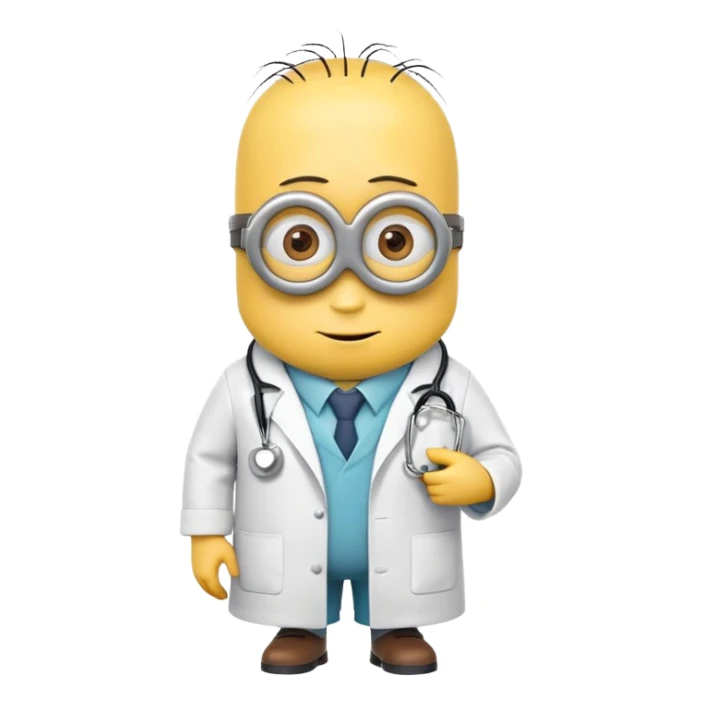 yellow minion character wearing doctor coat and stethoscope sticker