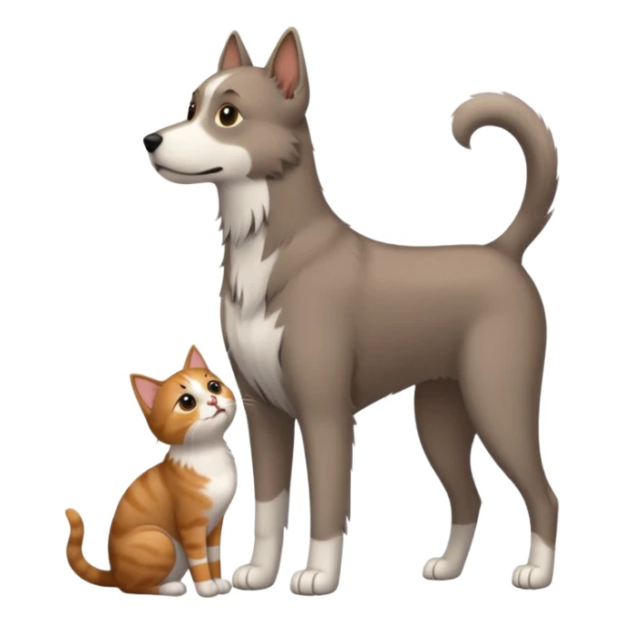 Tall dog small cat looking at each other sticker