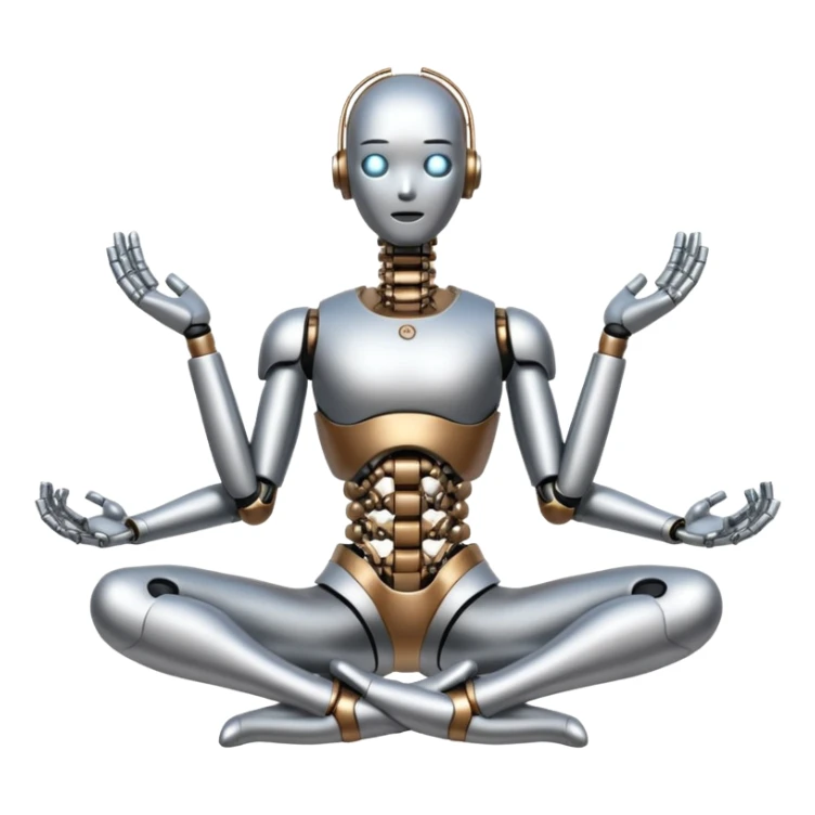 a stiff robot that tries to do yoga sticker