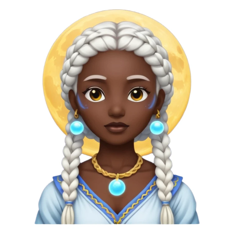 dark skin moon mystic woman white braids glowing orb sticker