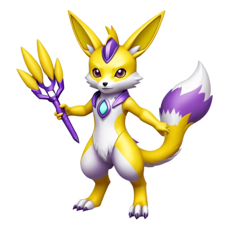 Shiny Yellow, Purple, White, Renamon (Full body) sticker