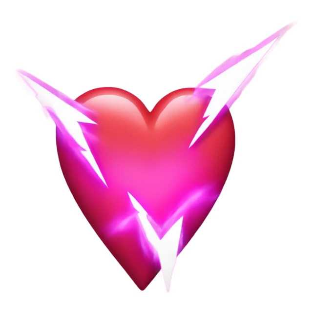 Pink Heart with red and white lightning bolts sticker