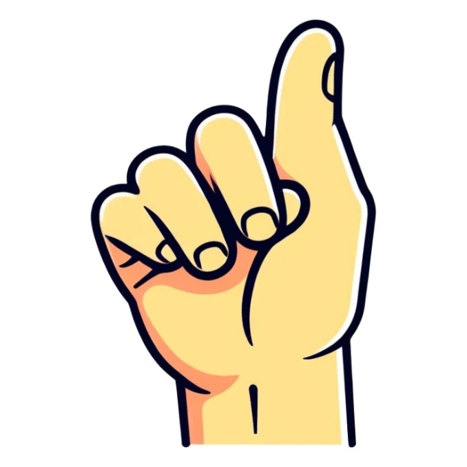 Hand with two fingers up and thumb out sticker