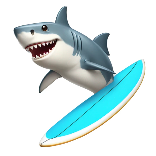 Shark with legs and riding a surfboard sticker