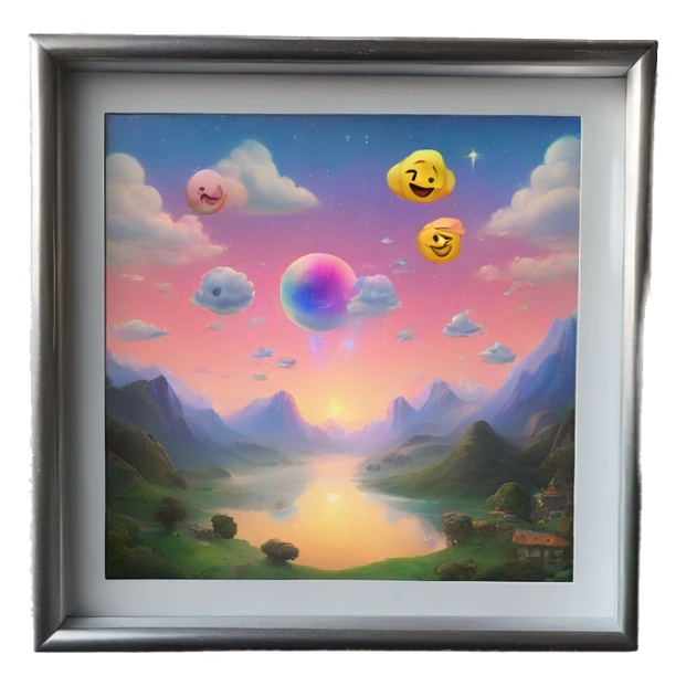 dreamland picture painting holographic in frame  sticker