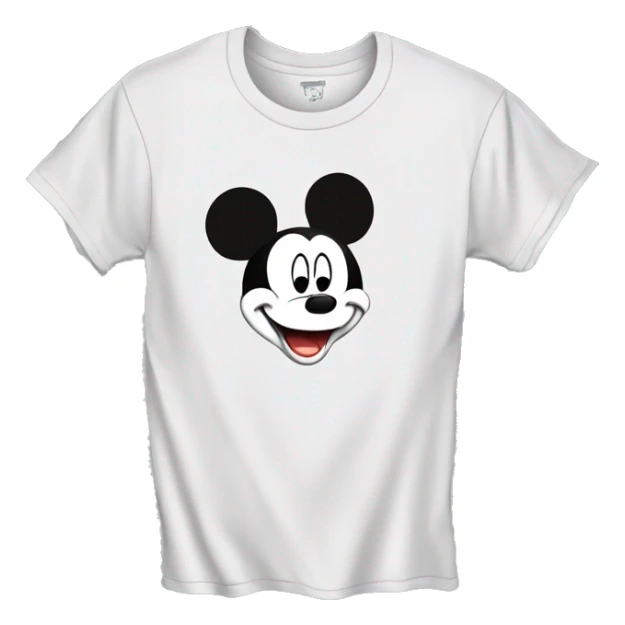 white t-shirt with Mickey head in hand drawn line style  sticker